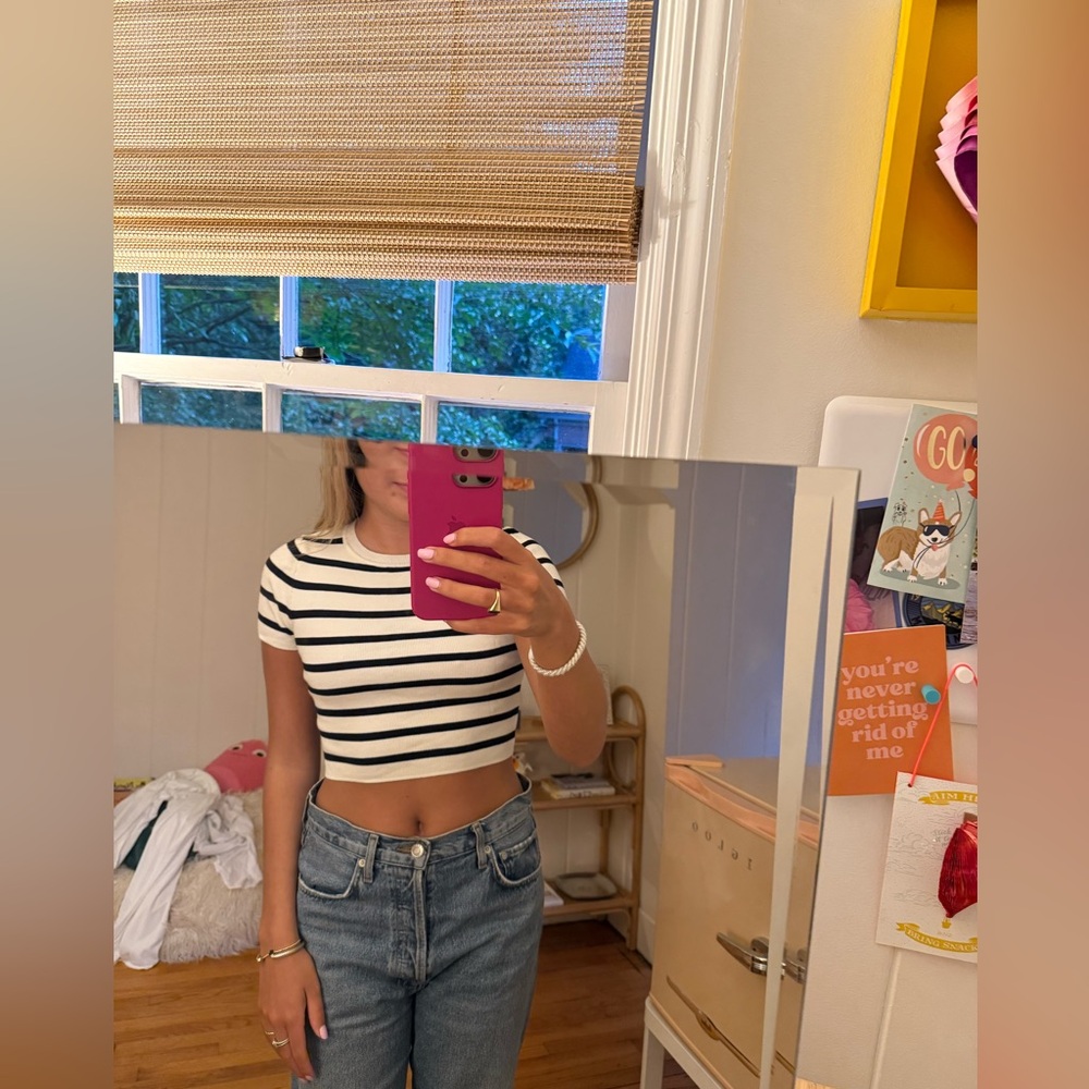 Zara Striped Knit Top in Cream and Black